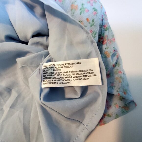 Cat & Jack XS (4/5 Girls Floral Layered Ruffle Skirt Elastic Waistband Blue/Pink - Picture 7 of 8